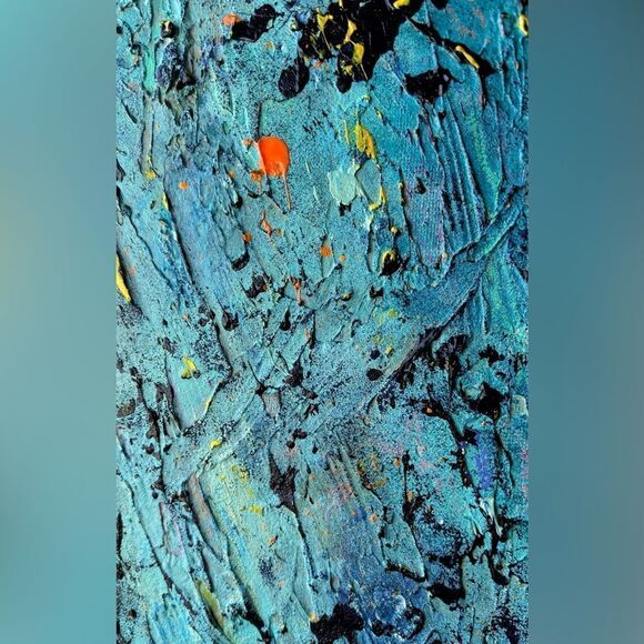 Abstract Art Acrylic Blue Yellow Painting 16*20 on canvas Wall Art - Picture 5 of 8